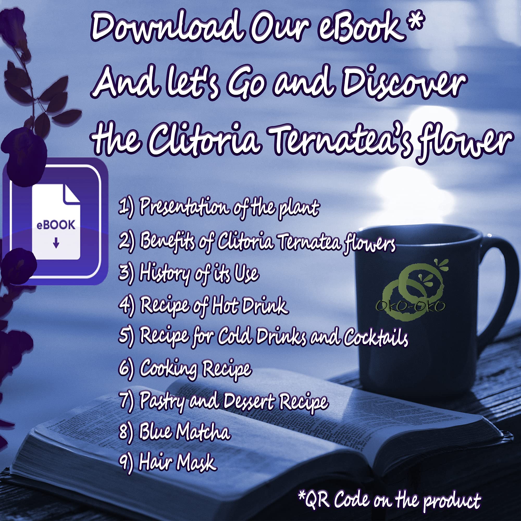 Butterfly Pea Tea 35.27 Oz / 1 kg | OkO-OkO - Premium - WHOLE DRIED FLOWER from Thailand - Blue natural infusion - Herbal tea - Organic Vegan food coloring - Natural color changing cocktail and meal
