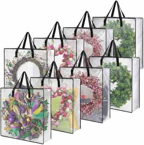 Clear Wreath Storage Bags by [Brand Name] - 26 Inch Heavy-Duty Plastic Tote with Handle & Zipper