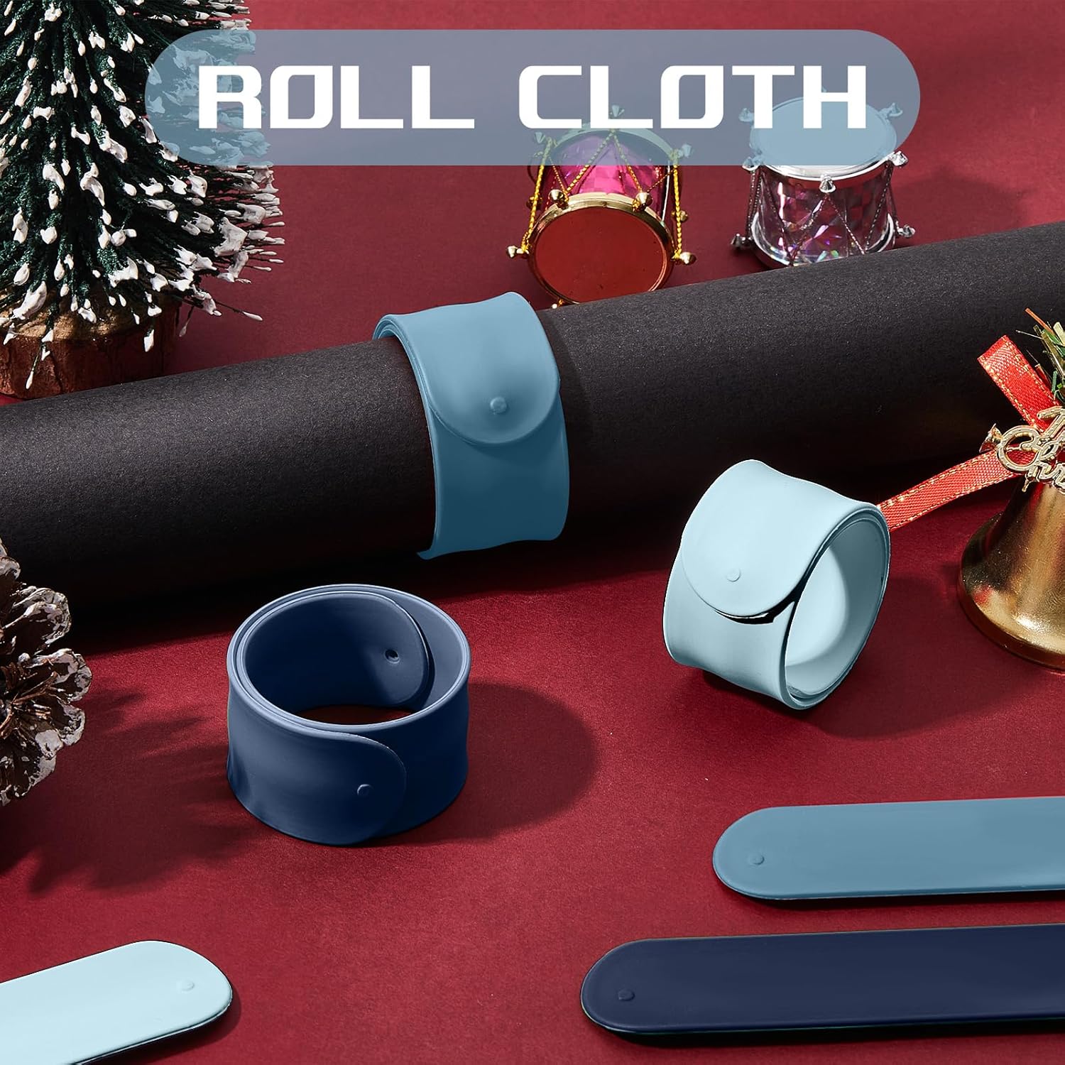 Charniol Wrapping Paper Roll Holder - 12-Piece Silicone Covered Metal Strips | 1 x 9 Inch Stabilizer in Blue