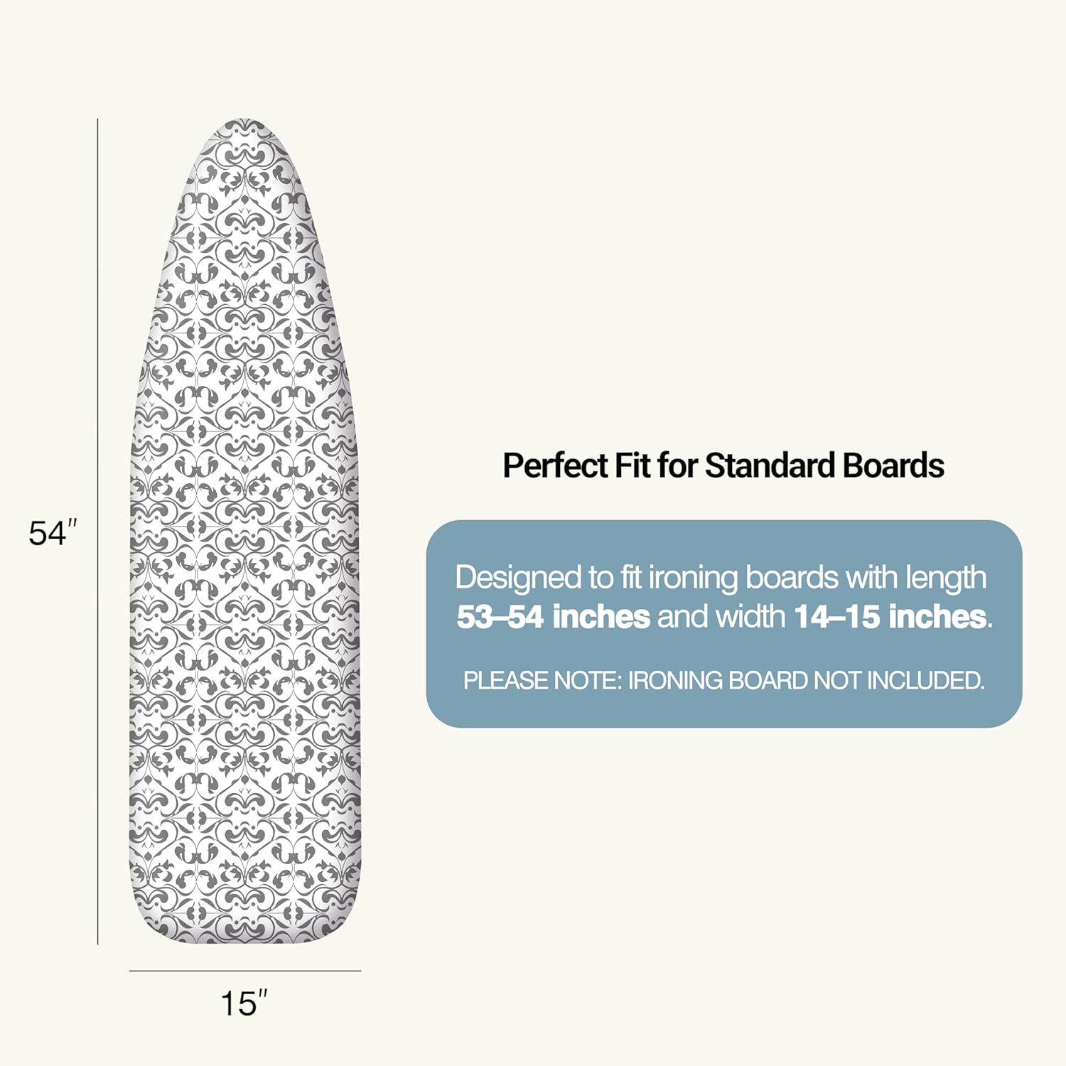 UniSimp Ironing Board Cover - Extra Thick Natural Cotton, Scorch & Stain Resistant | 15"x54" Size