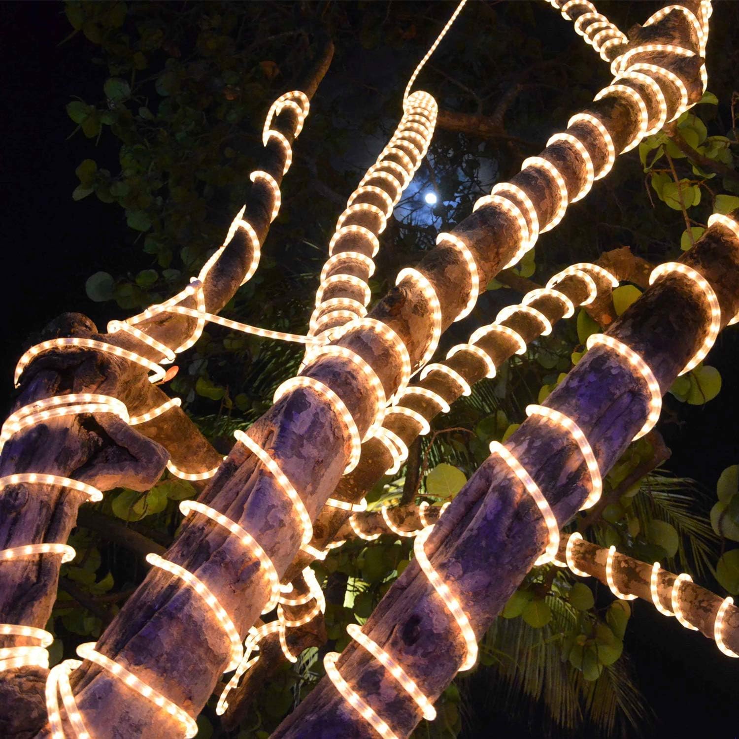 Skiennix 50ft LED Rope Lights - 540 Warm White LEDs, Waterproof & Connectable for Indoor/Outdoor Use