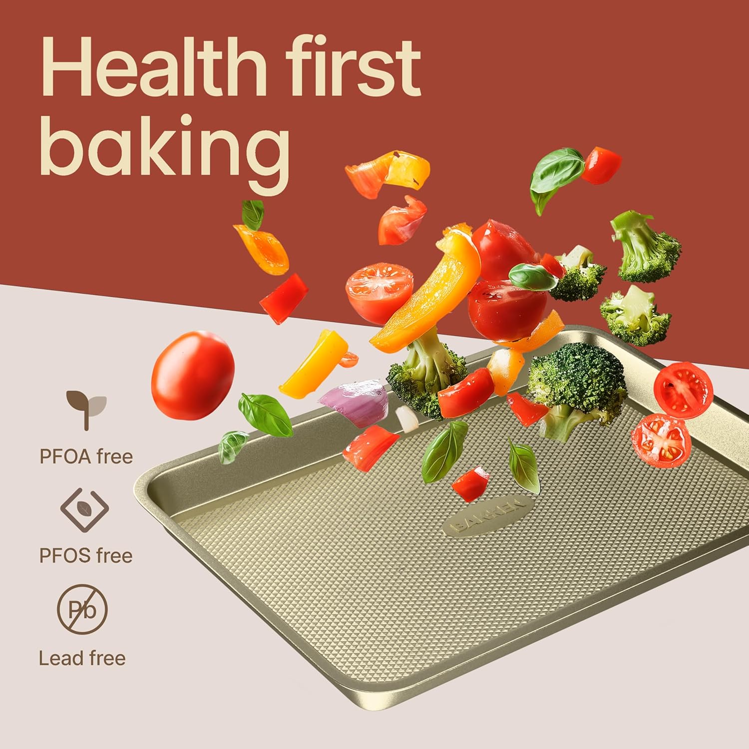 BAKKEN Nonstick Baking Pans - Commercial Grade Carbon Steel Cookie Sheet, 13.58" x 9.65", PFOA Free