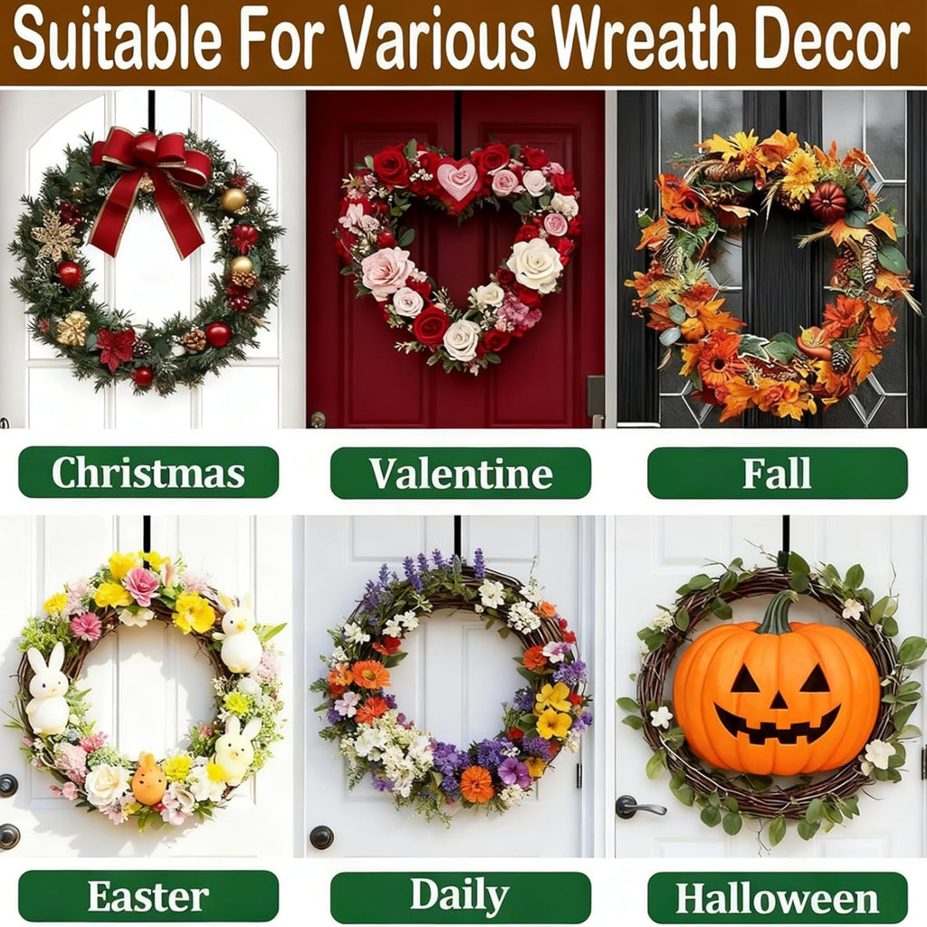 Skiennix Wreath Hanger - Adjustable 15" to 25" for Christmas & Fall Door Decorations | Black