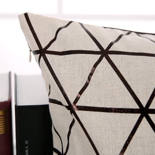 Deconovo Foil Print Pillow Cover Recycled Cotton Cushion Cover Decorative Geometic Pattern Pillow Cover with Invisible Zipper for Living Room, Bronze, 18×18