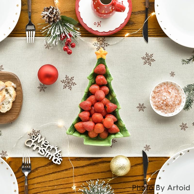 Beige 13 x 120 Inch Christmas Table Runner - Artoid Mode