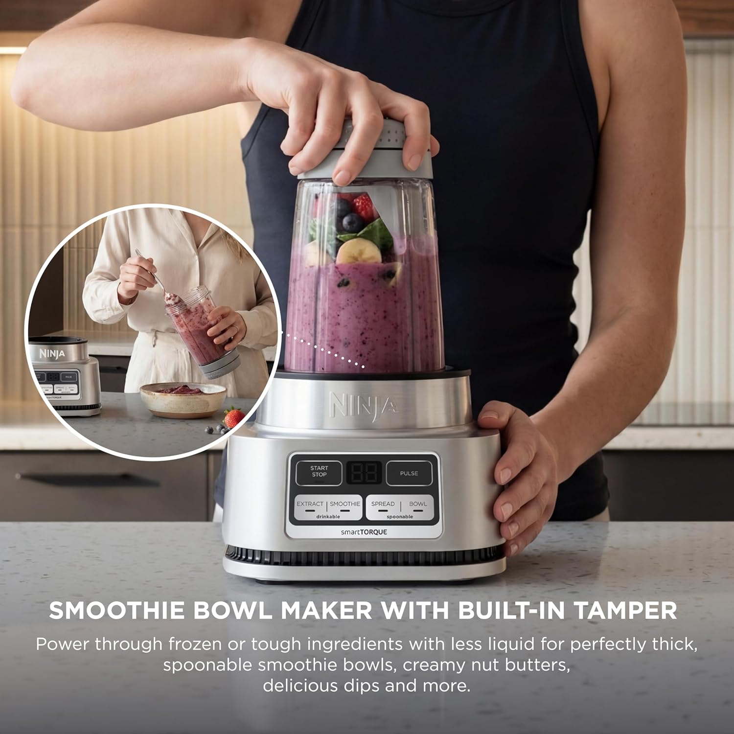 Ninja Foodi Blender - Personal Smoothie Maker with Hybrid Blades & To-Go Cups | 1200 Peak Watt | Silver