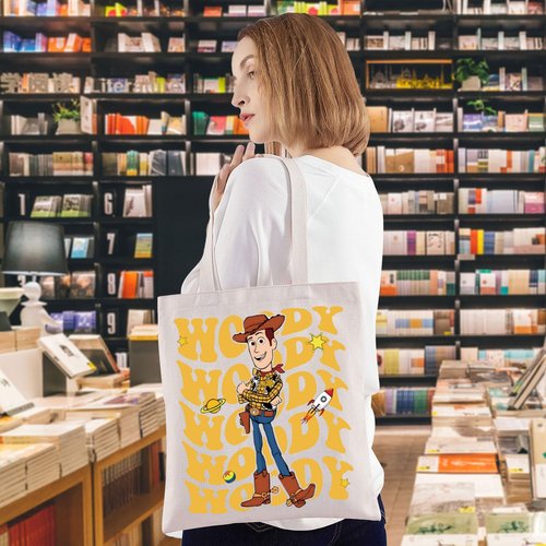 WZMPA Funny Woody Tote Bag Woody Fans Inspired Gift Woody And Buzz Cartoon Movie Reusable Grocery Bag Woody Merchandise (Woody Tote)