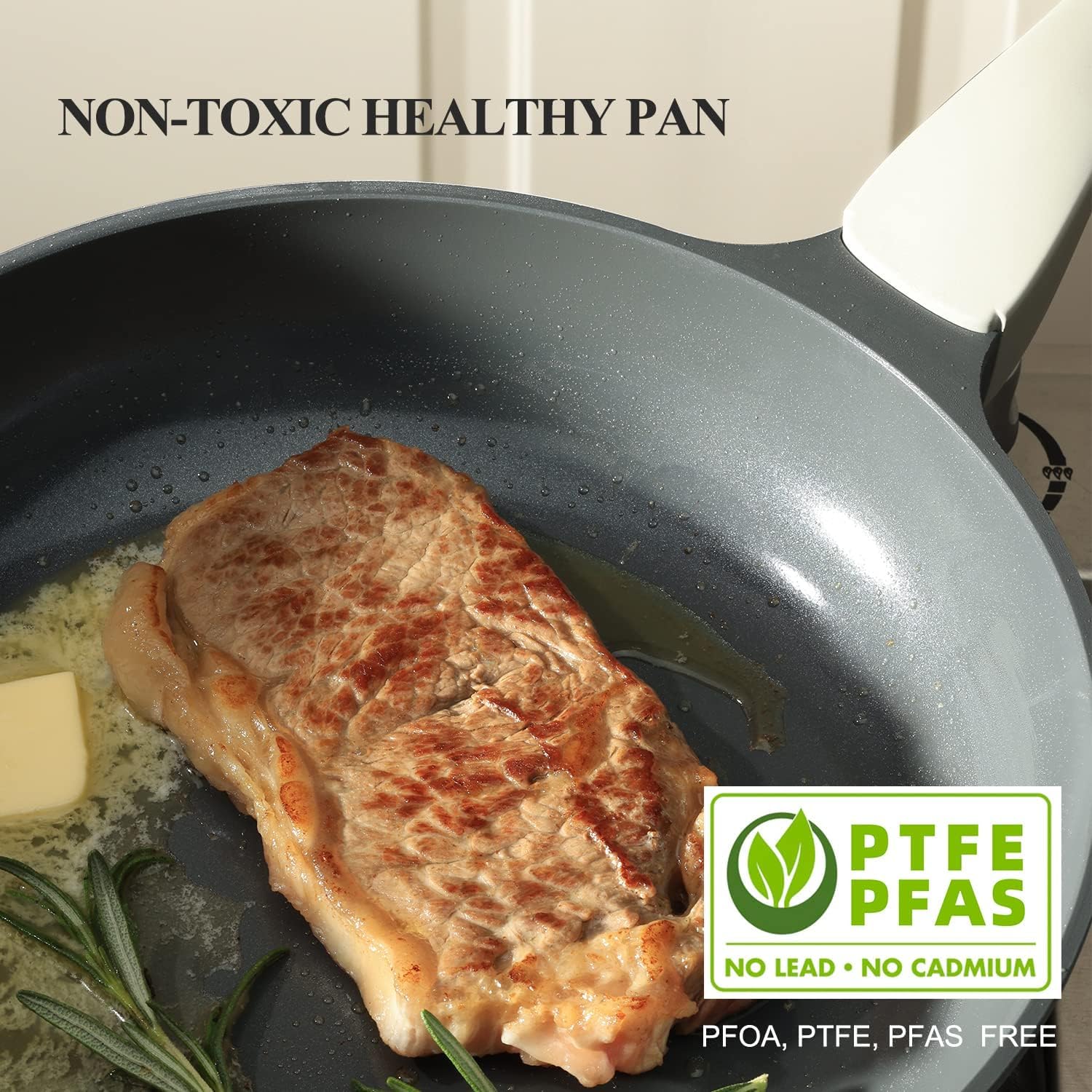 PRICUSIS Nonstick Ceramic Frying Pan - Healthy, Non-Toxic Skillet with Lid | 8-Inch Induction Compatible