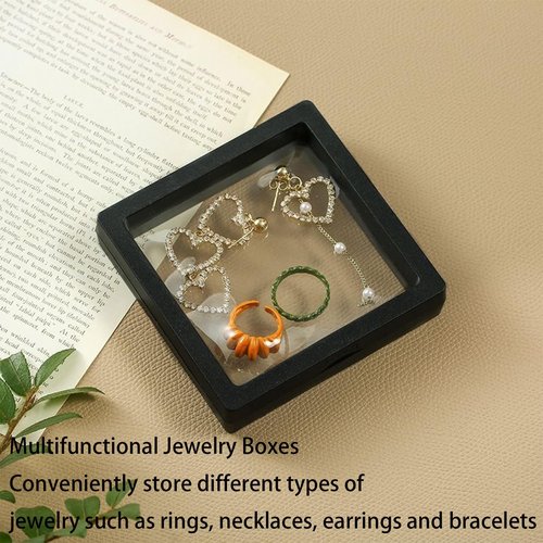 DZDXDZSW 10 Pack Jewelry Gift Boxes 2.75 x 2.75 x 0.78 Inch Transparent Jewelry Box,Small Gift Boxes for Jewelry Earrings Necklaces Handmade Bangles Bracelets(Black and white)