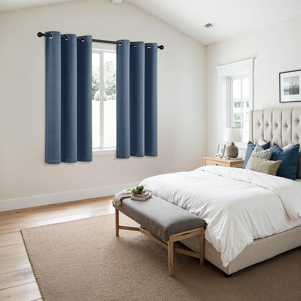 MIULEE Stone Blue Blackout Curtains - Thermal Insulated Room Darkening Drapes | 40 x 45 Inches, 2 Panels