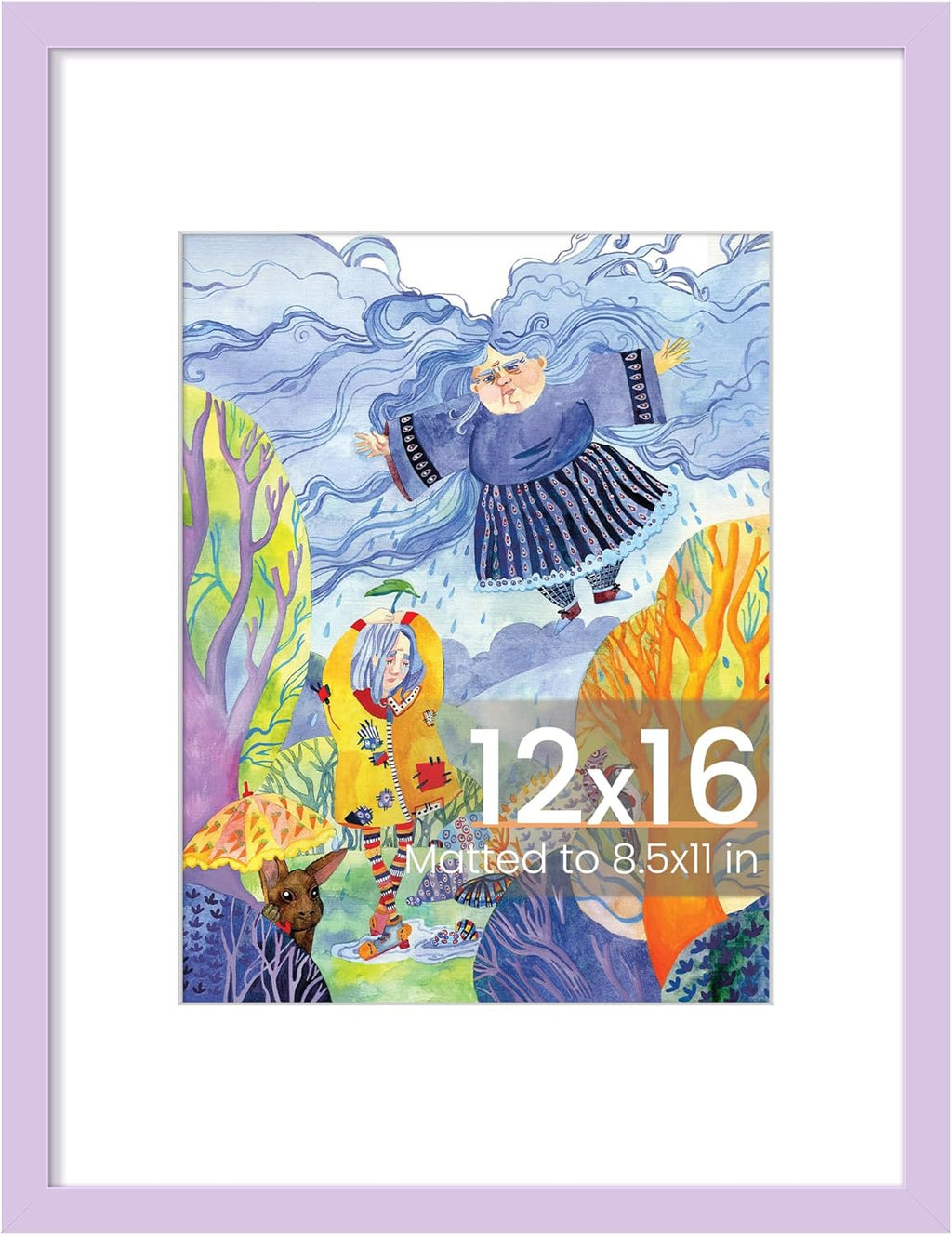 Upsimples 12x16 Picture Frame - Display 8.5x11 Photos with Mat or 12x16 Without - Purple, 1 Pack