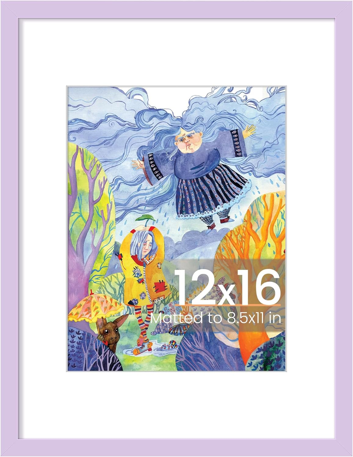 Upsimples 12x16 Picture Frame - Display 8.5x11 Photos with Mat or 12x16 Without - Purple, 1 Pack