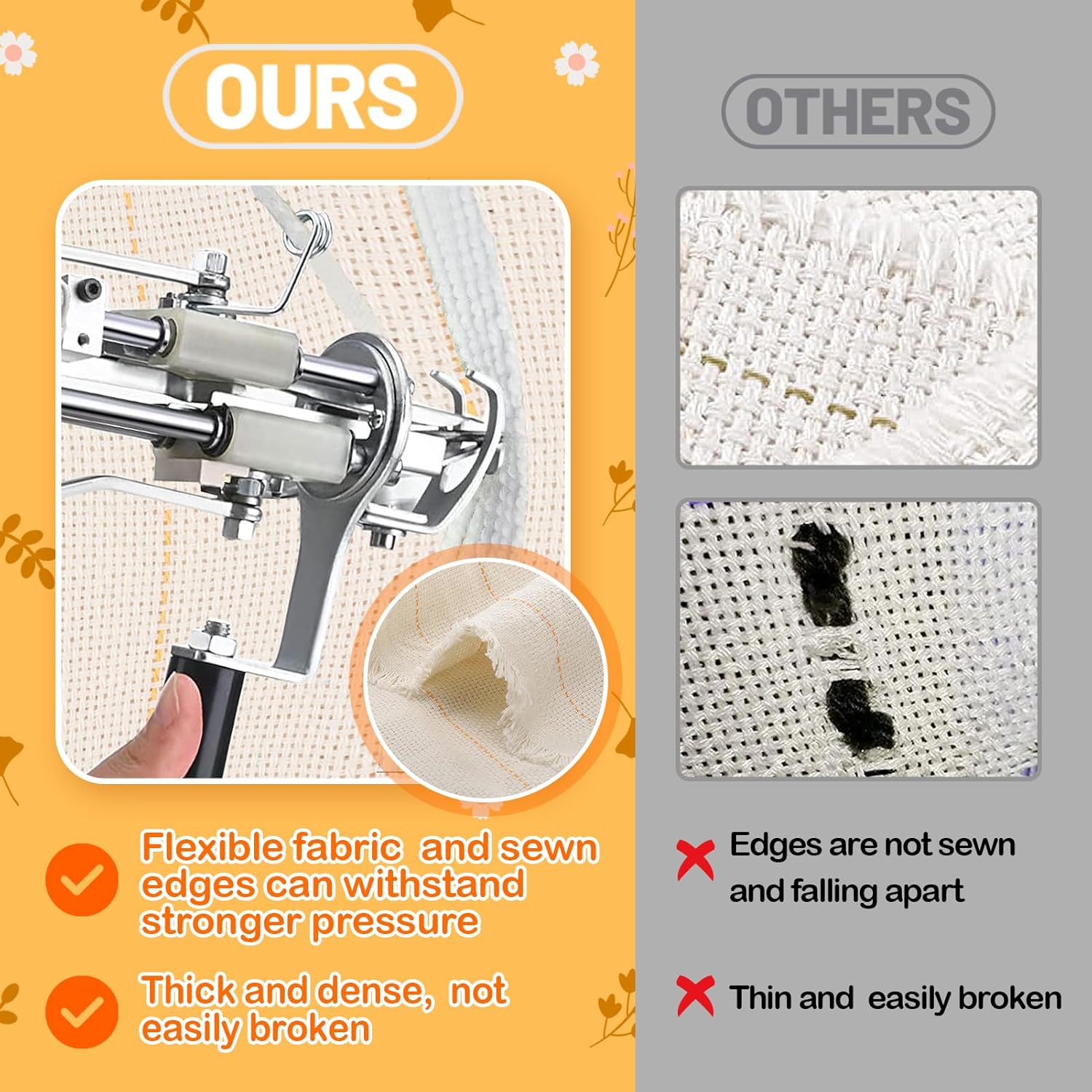 Monk's Cloth 40" x 40" Tufting Fabric - Overlocking Punch Needle Material for DIY Rug Projects