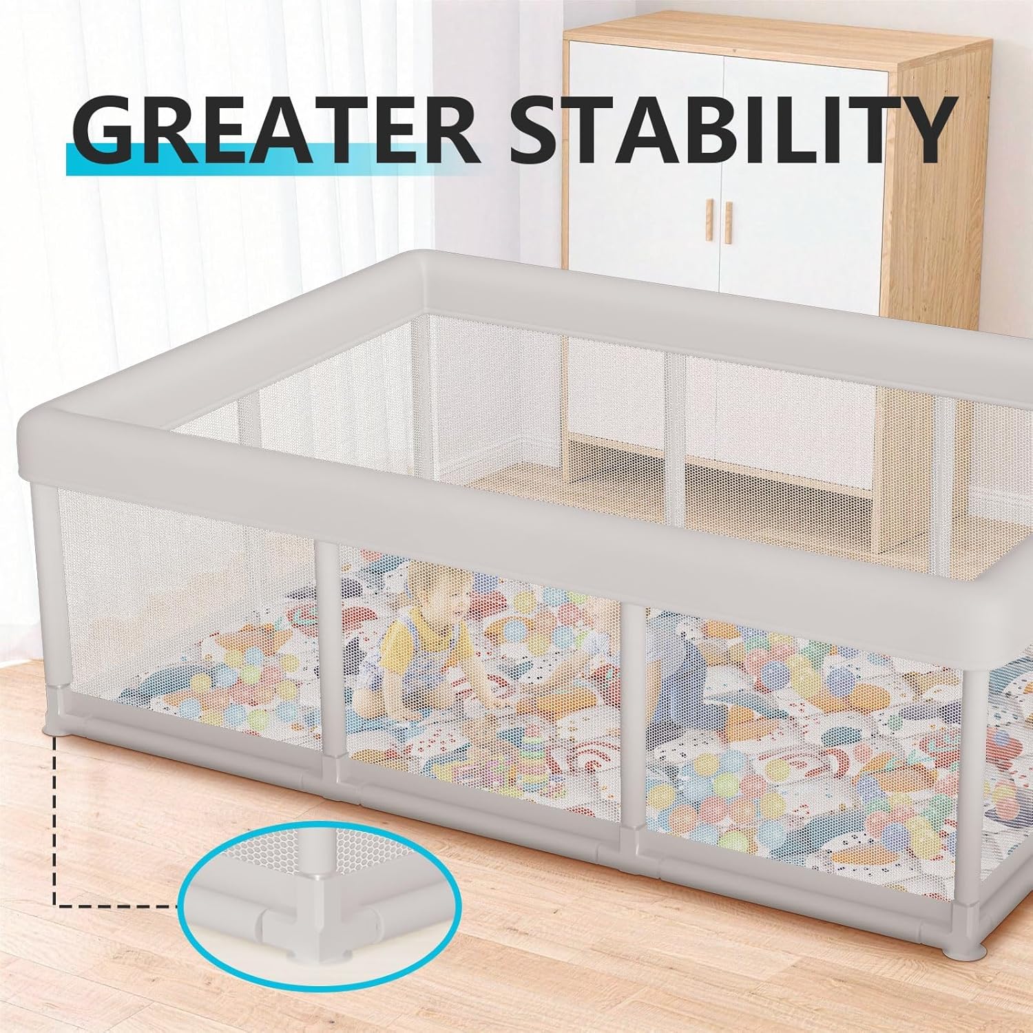 Regine Switzerland Baby Playpen - Large 74"x50" Indoor & Outdoor Play Yard with Zipper Gates & Breathable Mesh