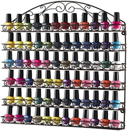 HOME IT Large Nail Polish Rack - Wall-Mounted Organizer Holds 102 Bottles | Unbreakable Metal Frame (Bronze)