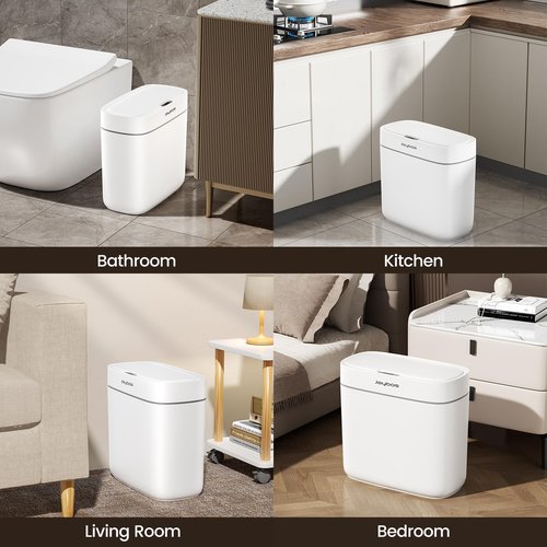 MOPALL Automatic Motion Sensor Bathroom Trash Can with Lid, 3.5 Gallon Touchless Garbage Can,Waterproof Smart Trash Can Small Waste Basket for Kitchen Bedroom Office Bathroom Living Room RV