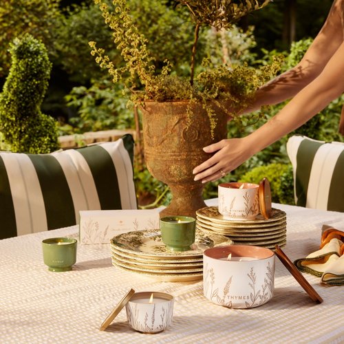 Thymes Citronella Grove - Outdoor Citronella Candles for Patio with Scent Notes of Olive Leaf & Lemongrass - Backyard Essentials - Decorative Citronella Candles Outdoor Decor (Medium, 10 oz)