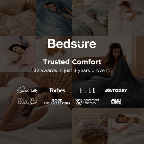 Bedsure Twin Sheets Set - Soft & Breathable 3-Piece Twin Bedding - Cooling Hotel Luxury - Dark Grey