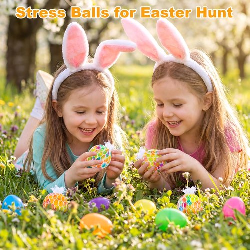 Wsorik 28Pack Stress Relief Balls for Easter Eggs Fillers, Fidget Toy Squeeze Sensory Squishy Balls for Easter Eggs Hunt Easter Basket Stuffers Party Favors Prizes