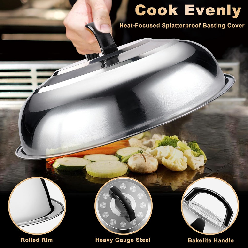 238PCS Premium Griddle Accessories Kit - Essential Tools for Flat Top Grill | Enlarged Spatulas, Burger Press & Basting Cover
