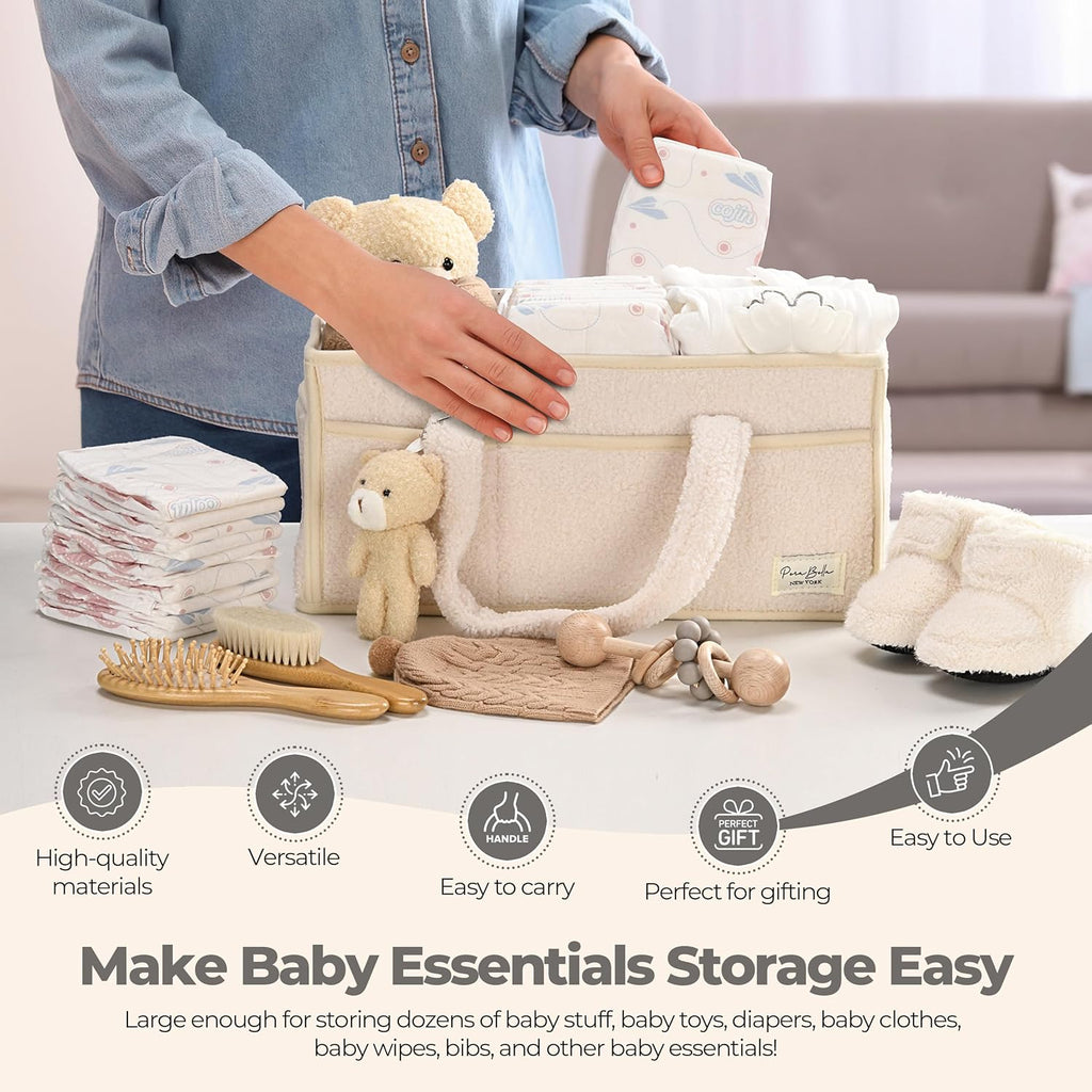 PeraBella Baby Diaper Caddy Organizer - Portable Storage Basket for Newborn Essentials | Perfect Shower Gift