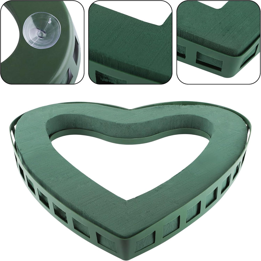 Skiennix Heart Floral Foam Cage - Ideal for Fresh Flowers | Includes Wet Foam Blocks & Suction Cup
