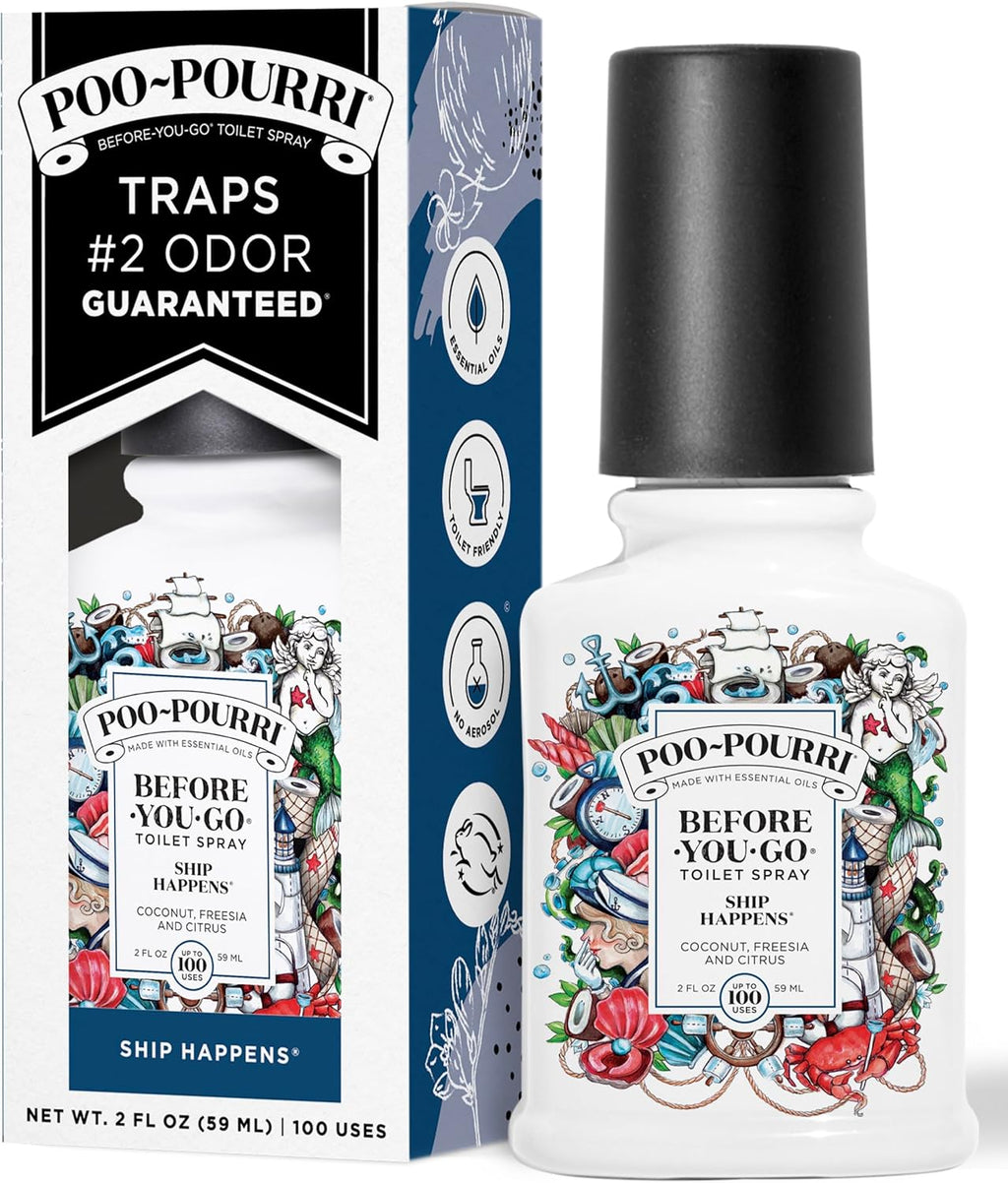 Poo-Pourri Toilet Spray - Ship Happens Scent, 2 Fl Oz | Coconut, Freesia & Citrus Freshness
