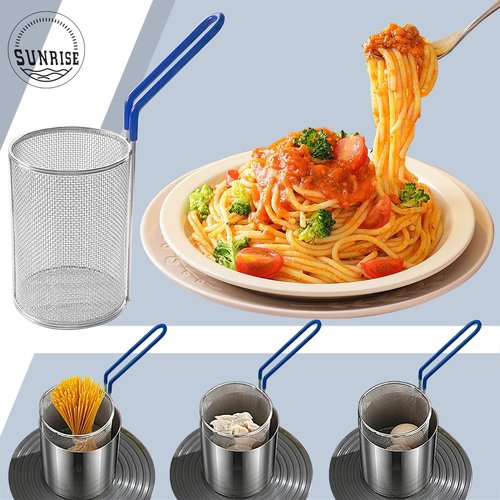 Sunrise Kitchen Supply Stainless Steel Pasta Boil Basket (2, 5.25" D x 7" H)