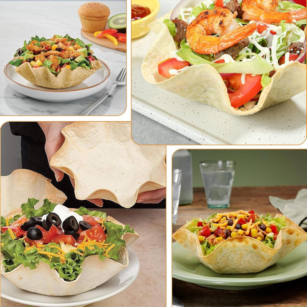 MVVM Taco Salad Bowl Maker - 6 Pcs Carbon Steel Tortilla Shell Pans for Perfectly Fried Salads