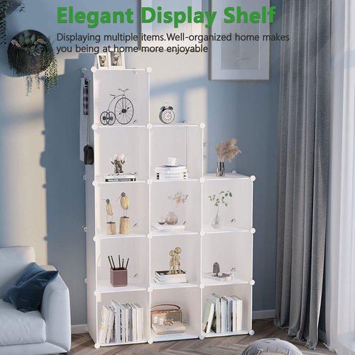 C&AHOME Cube Storage Organizer - 12-Cube Modular Shelves for Bedroom, Living Room & Office | 36.6" L x 12.4" W x 48.4" H