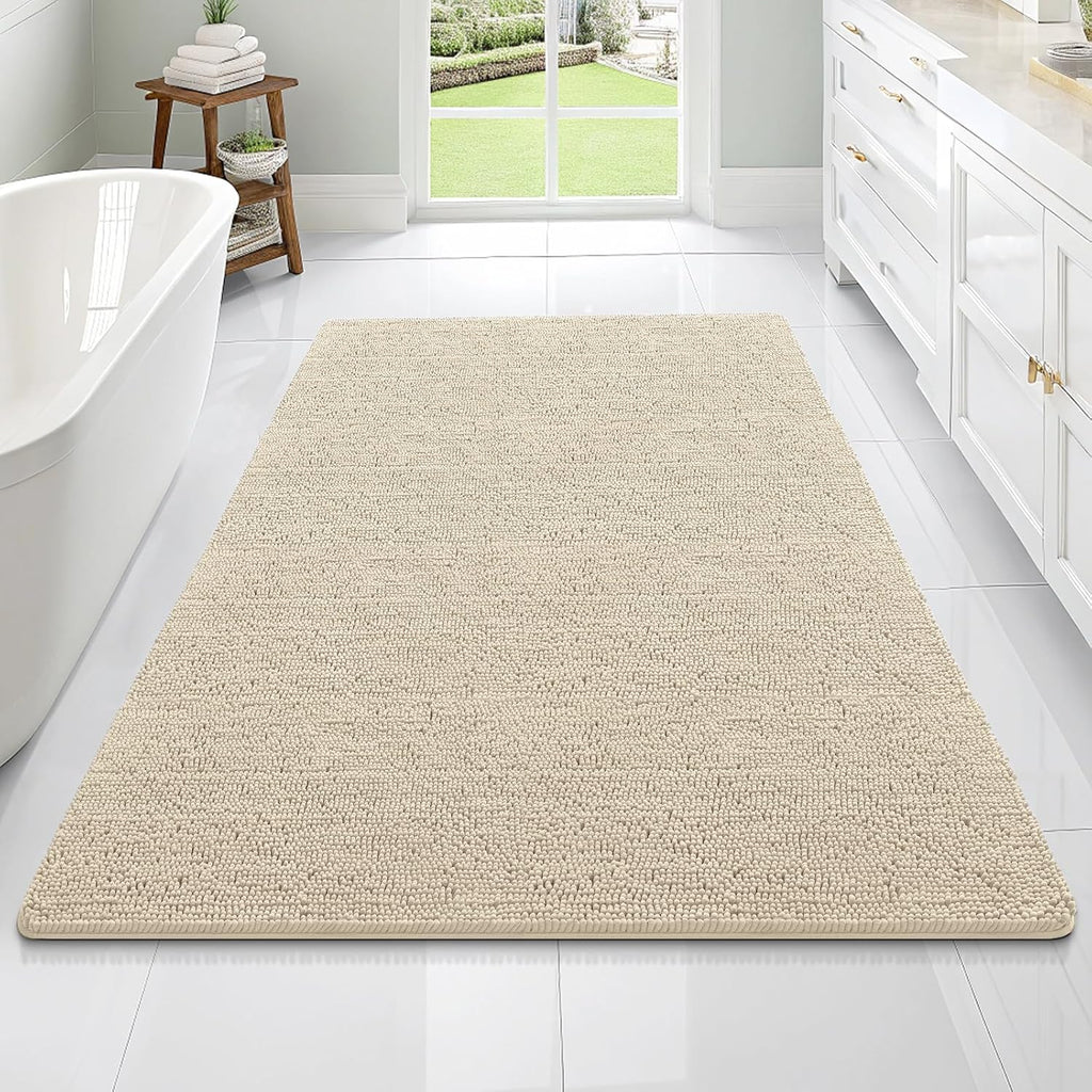 OLANLY Large Bathroom Rugs - Extra Soft Chenille Bath Mats | Quick Dry, Machine Washable, 70x46, Sand