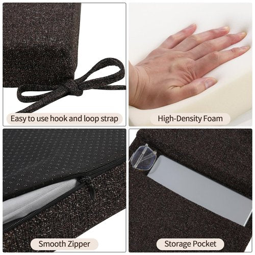 SINOSSO Glider Rocker Cushion Set (5 Pcs), Soft Blended Fabric High-Density Support Foam Seat Cushions with Ties, Fits Rocking Chair/Nursery Glider & Ottoman, Dark Brown
