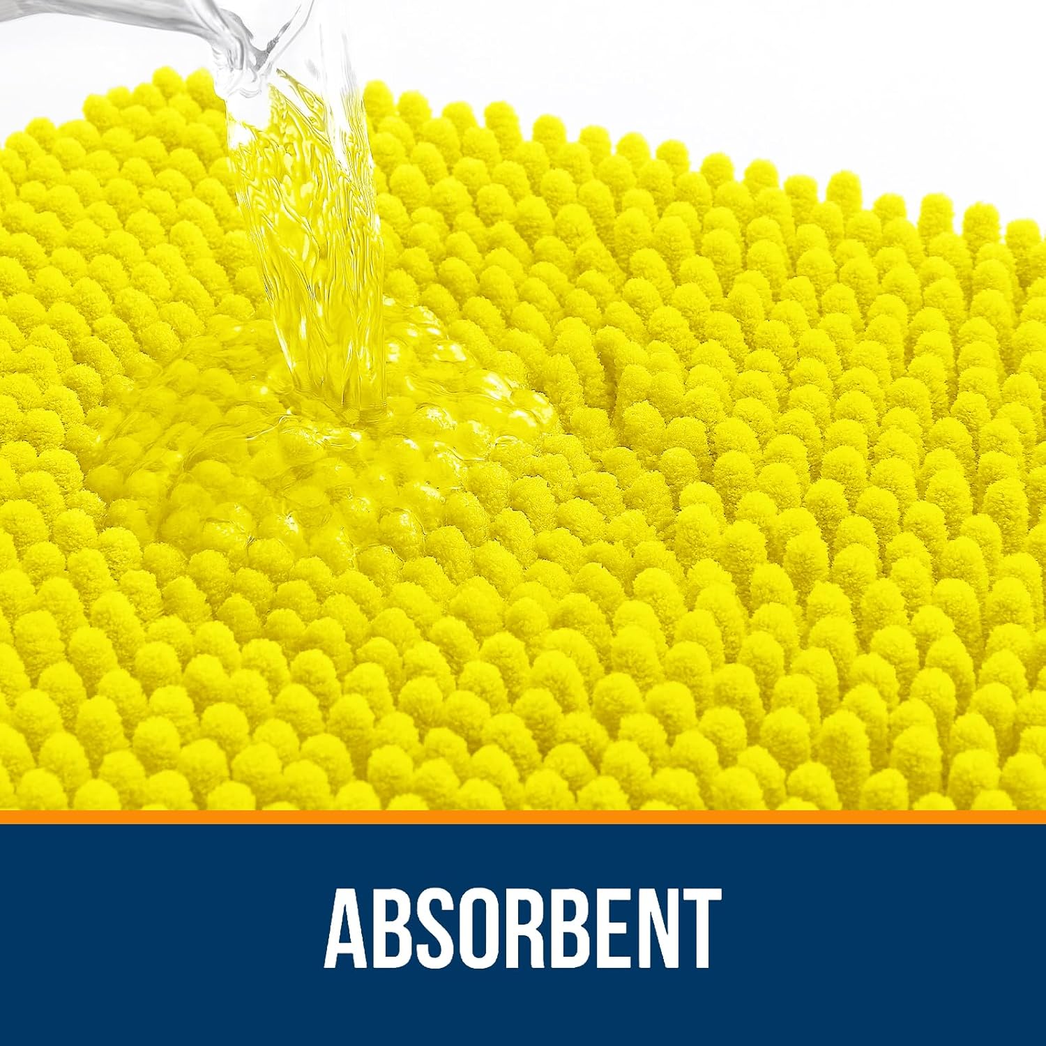 OLANLY Chenille Bath Rugs - Extra Soft & Absorbent | Quick Dry, Machine Washable, 30x20, Lemon Yellow