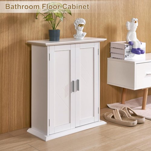 VECELO Medicine Cabinet Bathroom Wall Mount Storage with Adjustable Shelf and 2 Doors, White