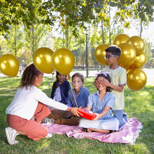 Gold Metallic Balloons - 12 Inch Latex Helium Balloons | 100pcs for Birthday & Wedding Decor