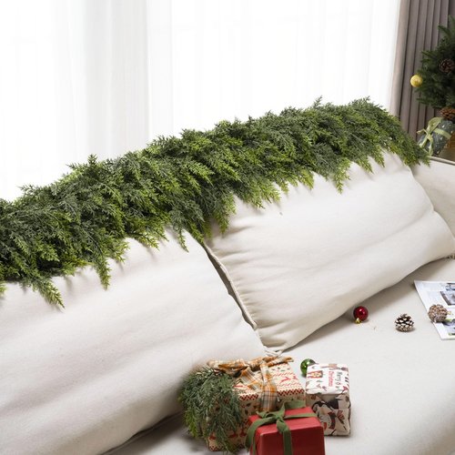 9 Ft Christmas Cedar Garland, Realistic Faux Pine Garlands, Green Artificial Greenery Garland for Winter Home, Mantle, Fireplace, Indoor, Outdoor Christmas Decorations (1Pcs)