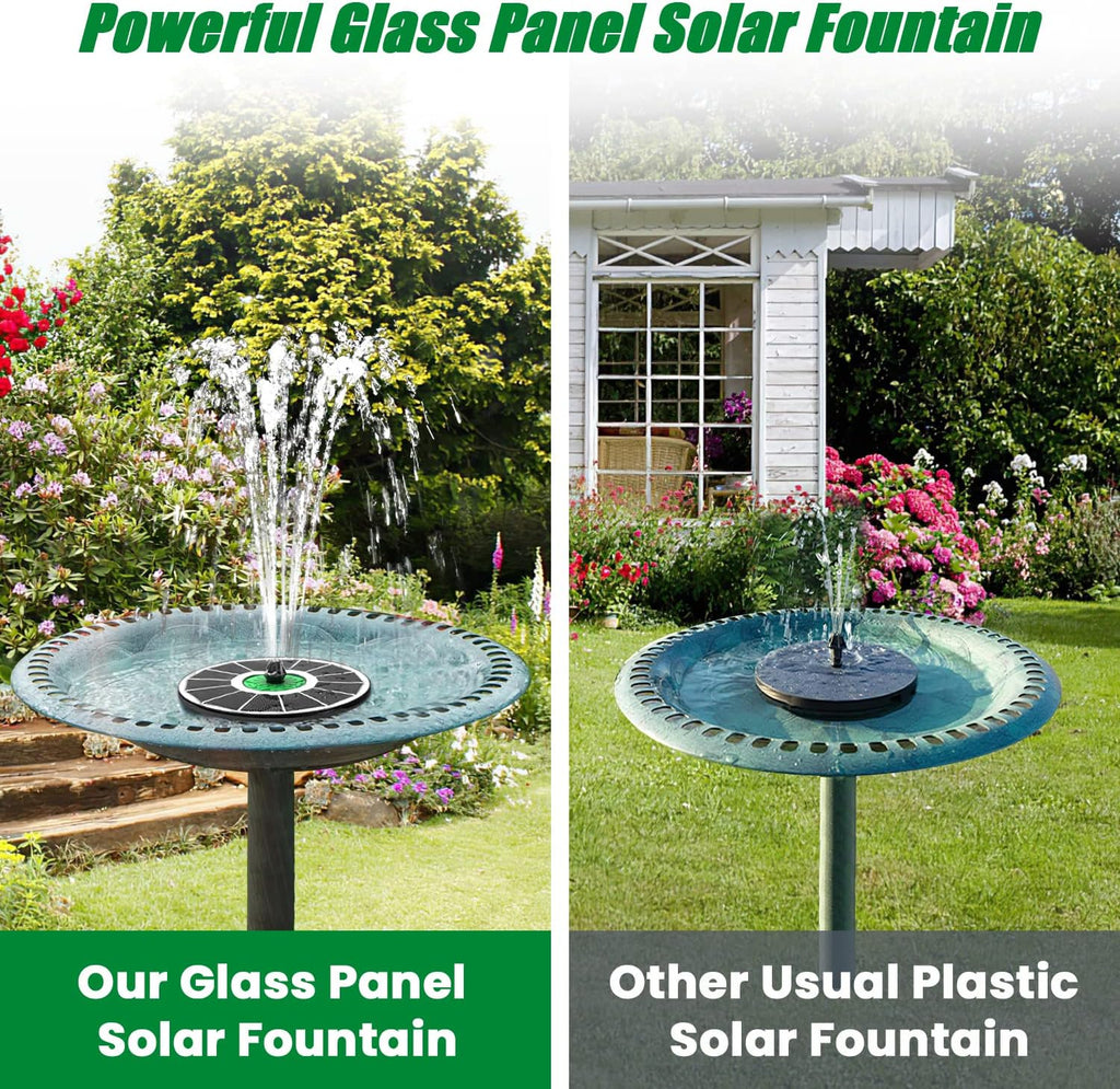 Yzert Solar Fountain - Eco-Friendly Bird Bath Water Feature with 4 Fixed Rods & 7 Nozzles | Green Flower Design