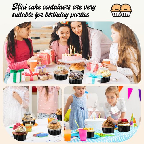 60 Pack 5 OZ Round Mini Aluminum Pans with Lids, Disposable Aluminum Foil Baking Pans with Lids, Mini Cake Containers for Birthday Party, Wedding, Baby Shower, Holiday Celebration