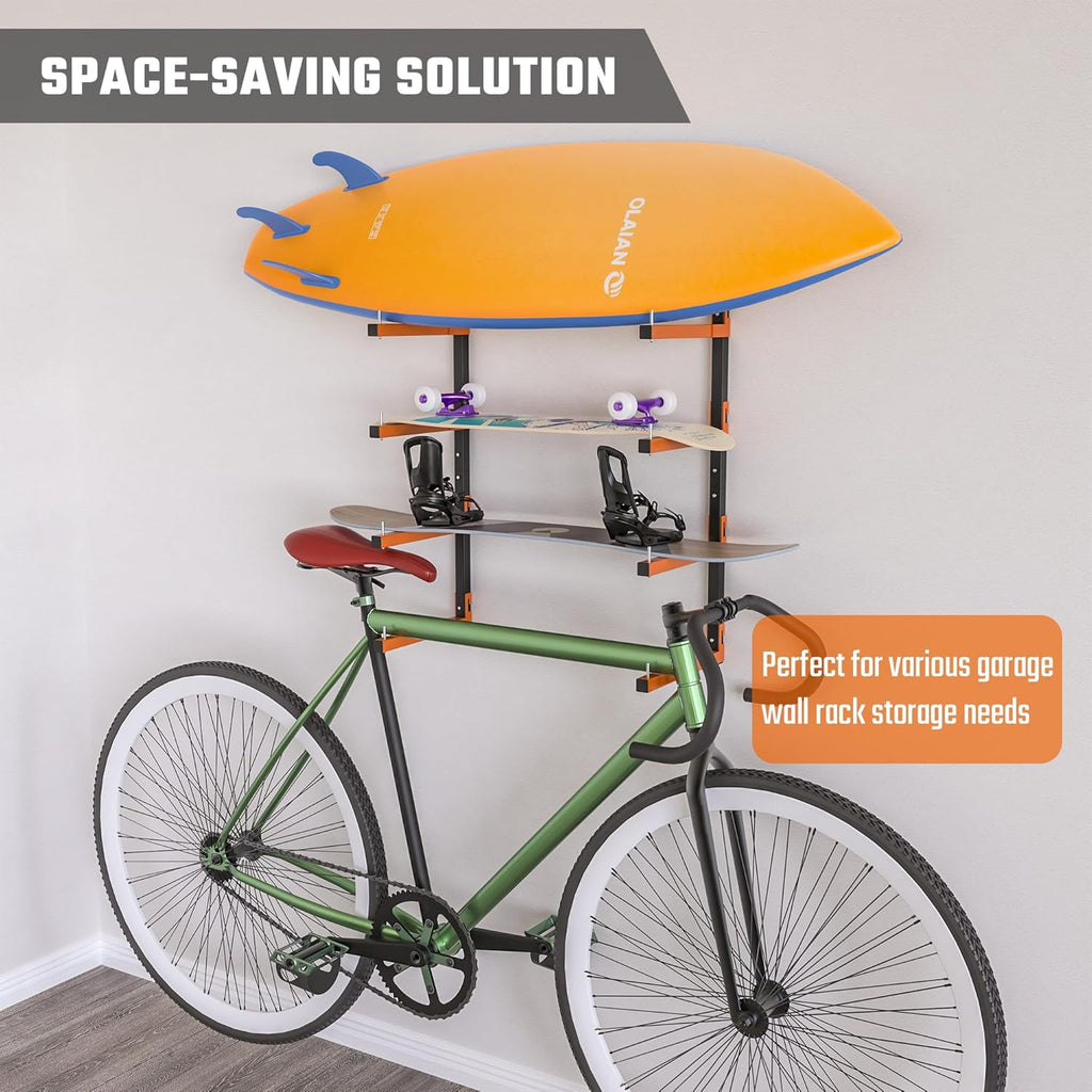 Snap-Fit Lumber Rack | Heavy-Duty Metal Wall Mount Storage for 32-Inch Wood - 8 Levels