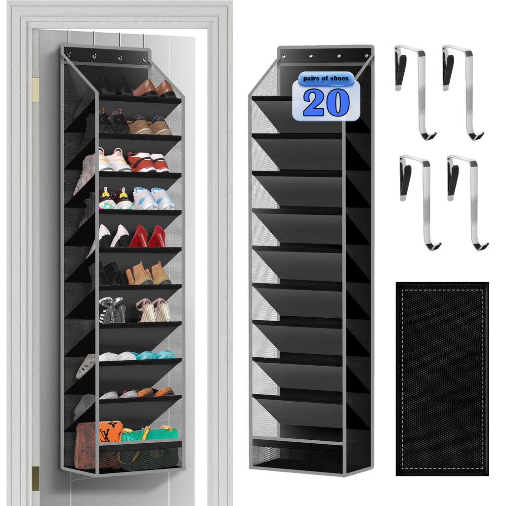 Cotohim 10 - Pocket Over - the - Door Hanging Shoe Organizers & Rack, Made of Sturdy 600D Oxford + Non - Woven Fabric, Space - Saving Storage for Shoes, Boots & More (Black)