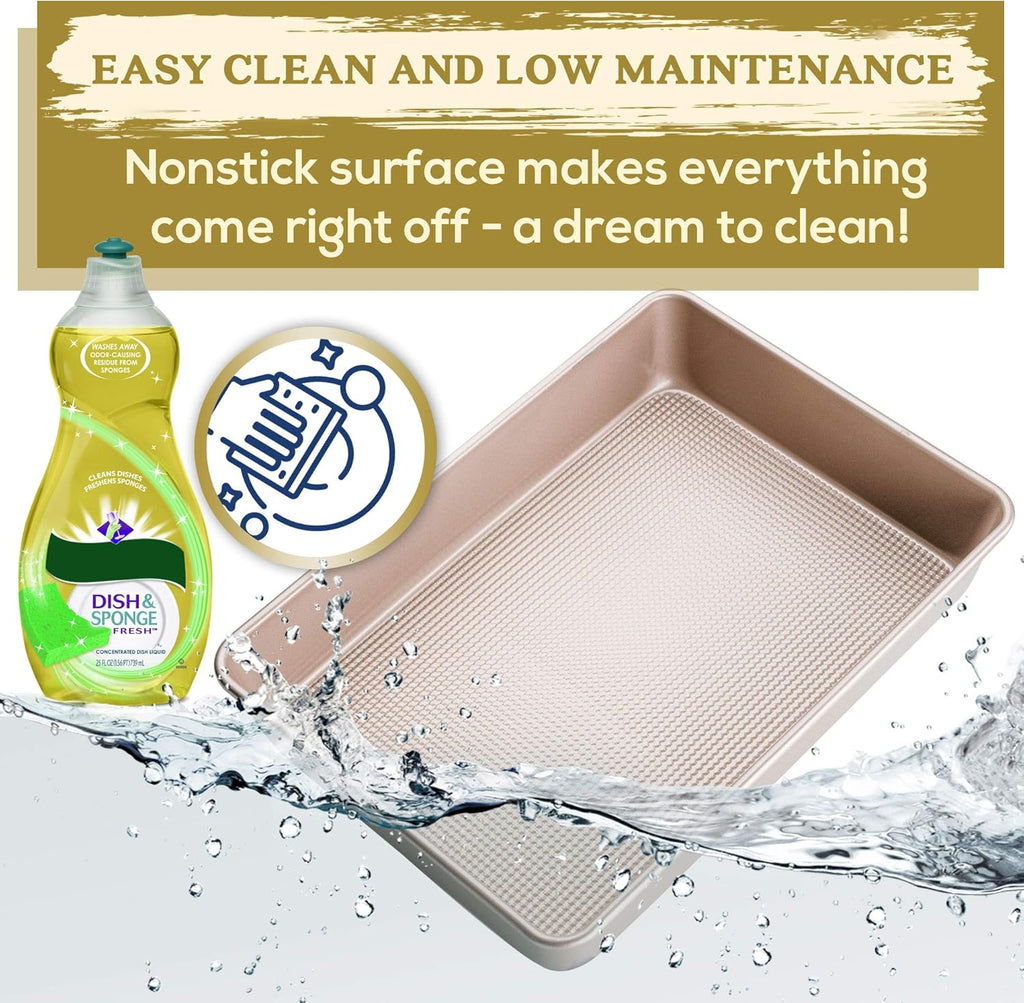 Ultra Cuisine 9x13 Inch Non-Stick Cake Baking Pan - Easy Clean & Food Safe Coating - Bake Like A Pro