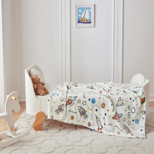COOVA Kids Throw Blanket - Soft Cartoon Fleece, 50x60 Inch | Perfect Gift for Boys & Girls Ages 2-12, Spaceship Green
