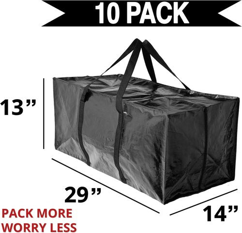 BAG-THAT! Extra Large Heavy-Duty Moving Bags - Stronger Handles & Zippered Closure | Reusable Storage Totes