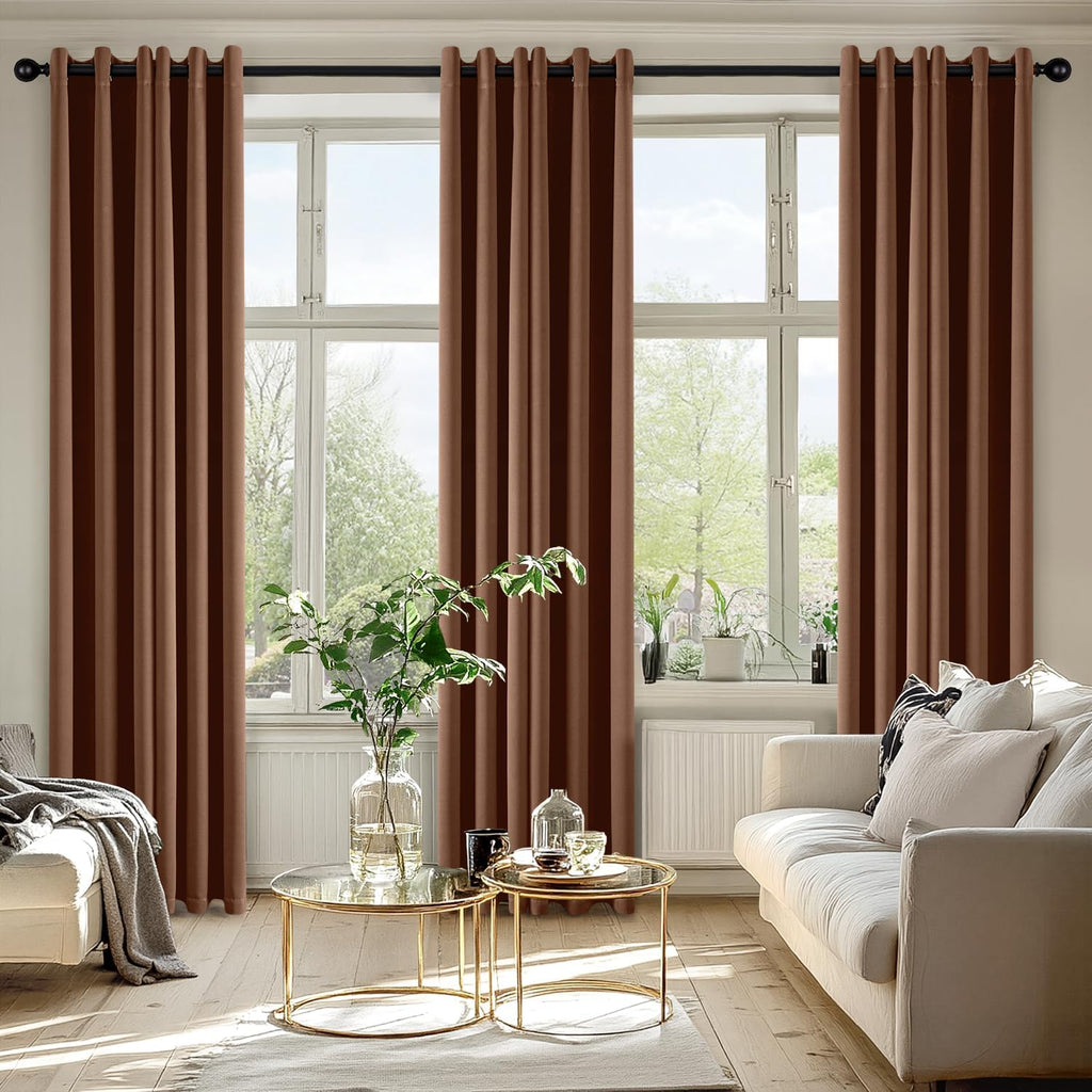 MIULEE Blackout Curtains - Thermal Insulated Room Darkening Drapes, 72-Inch Length, Mocha Brown (2 Panels)