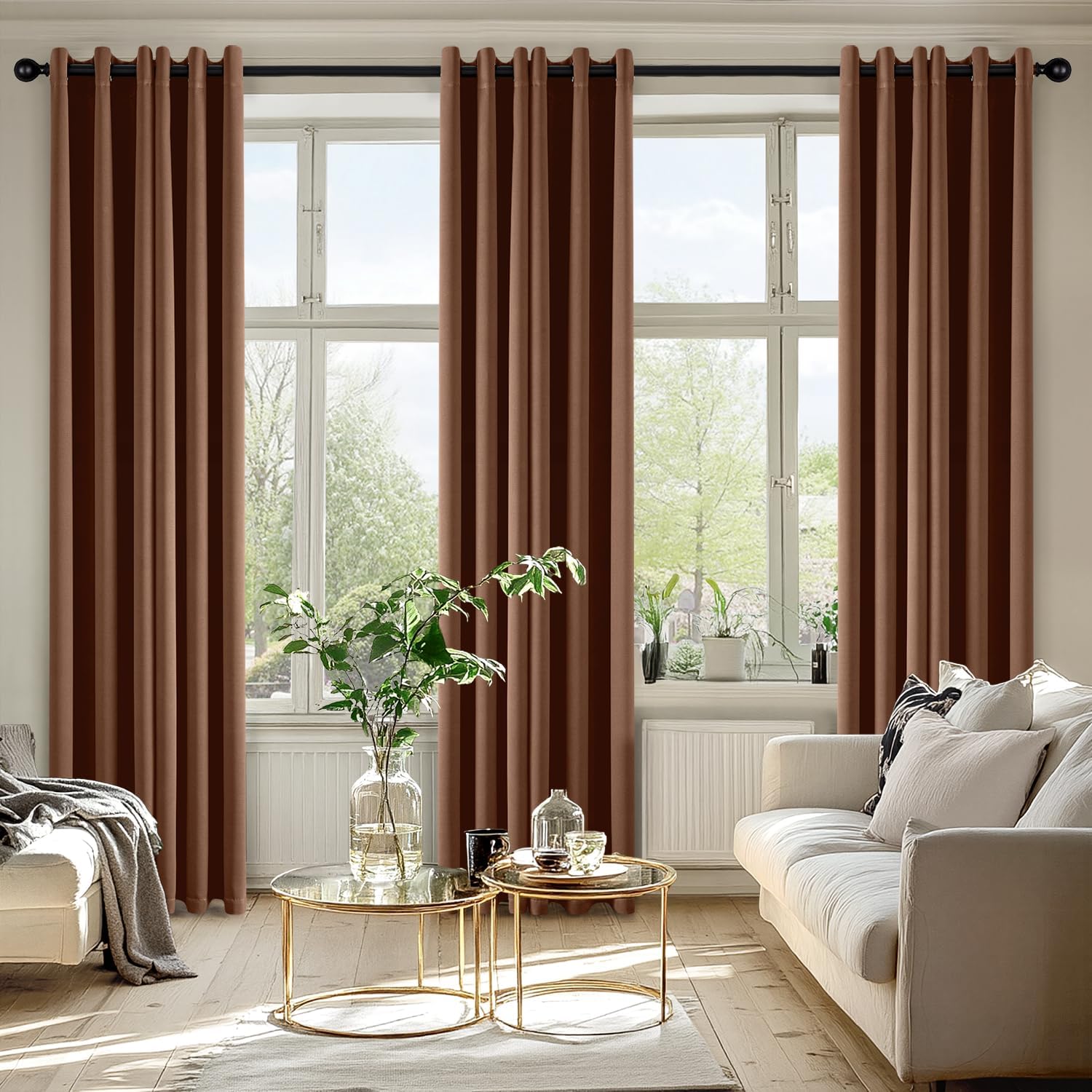 MIULEE Blackout Curtains - Thermal Insulated Room Darkening Drapes, 72-Inch Length, Mocha Brown (2 Panels)