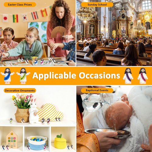 Keway Mini Jesus Figures - 44 PCS Rubber Pocket Figurines for Easter, Baptism & Sunday School | 11 Colors, 2 Styles