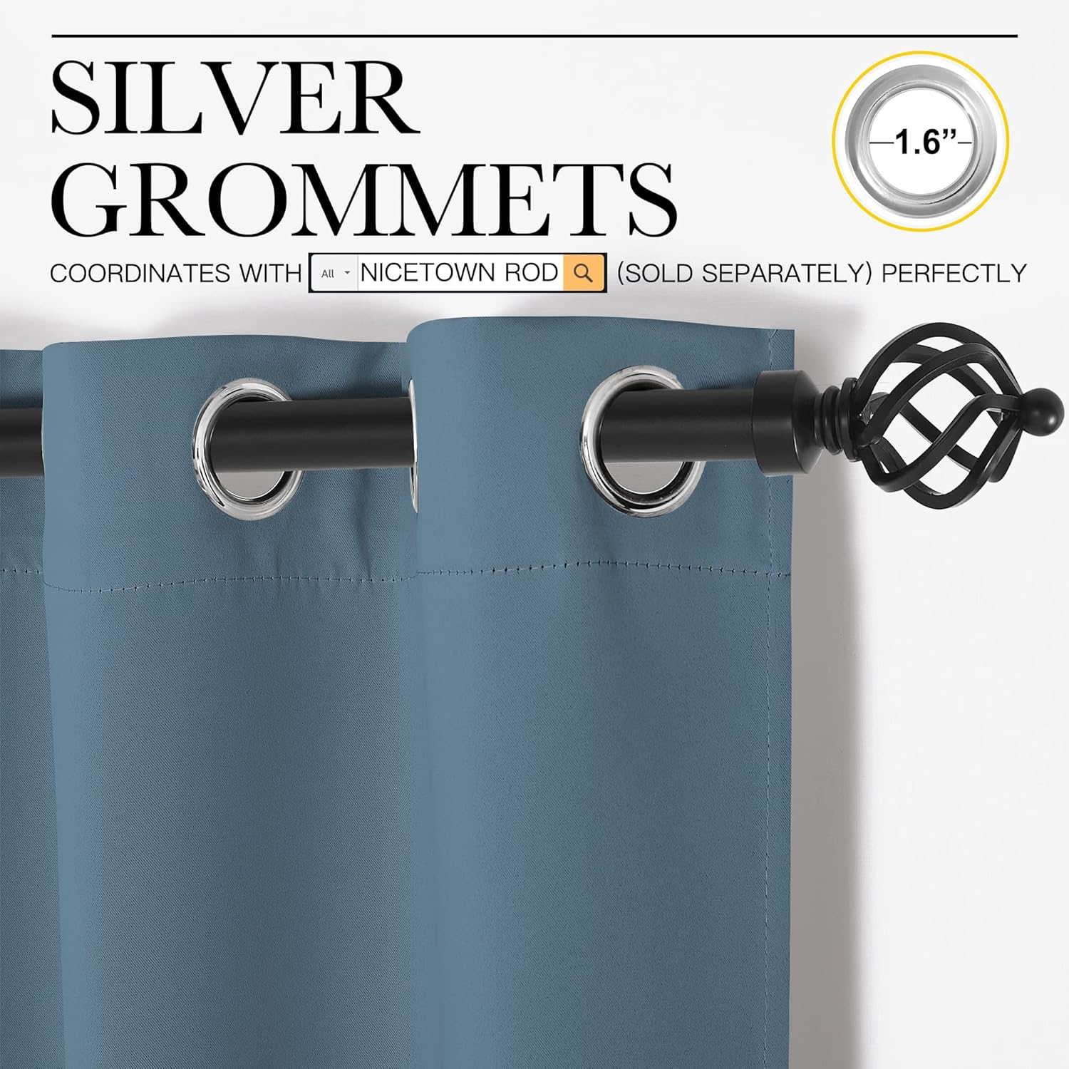 NICETOWN Smoky Blue Blackout Curtains - Thermal Insulated Drapes for Office | 68" Length, 42" Wide, 2 Panels