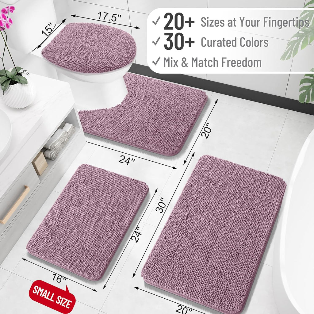 OLANLY Bathroom Rugs - Extra Soft Chenille Bath Mats | Quick-Dry, Machine Washable, 30x20, Deep Plum