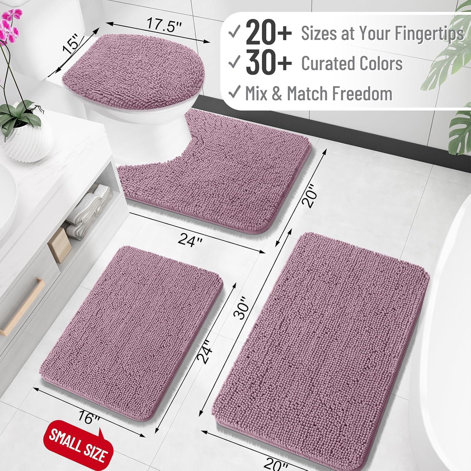 OLANLY Bathroom Rugs - Extra Soft Chenille Bath Mats | Quick Dry, Machine Washable, 40x32, Deep Plum