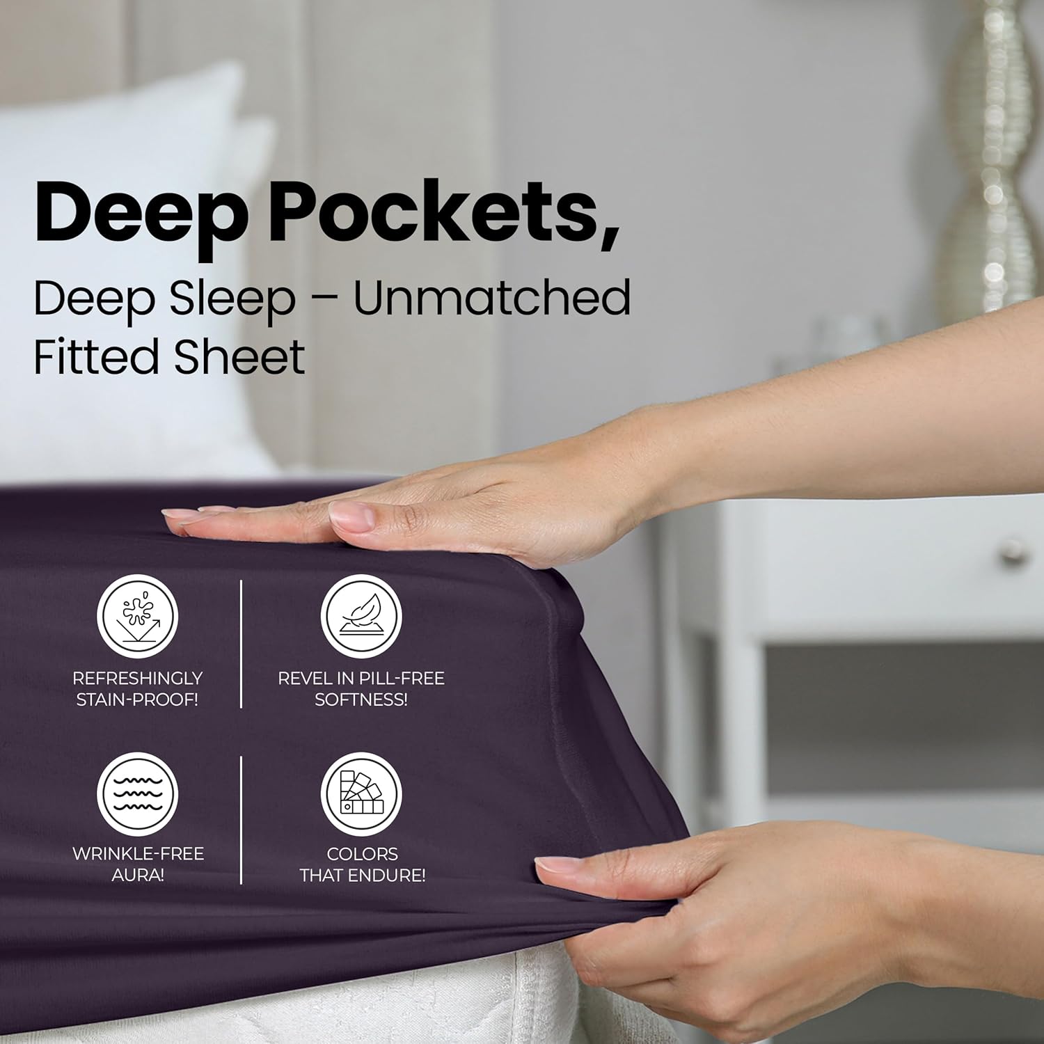 Utopia Bedding Queen Fitted Sheet - Deep Pocket Soft Microfiber - Fade Resistant & Easy Care (Purple)